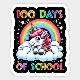 100Th Day Of School Teacher 100 Days Unicorn Girls Sticker